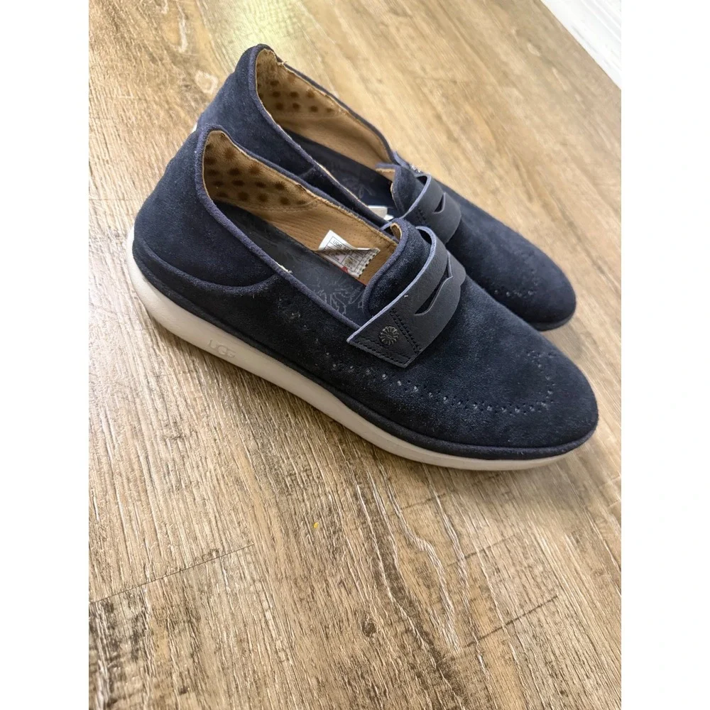 UGG Henrick Suede Penny Loafers Navy Blue Slip On Shoes 1092174 Mens Size 8
